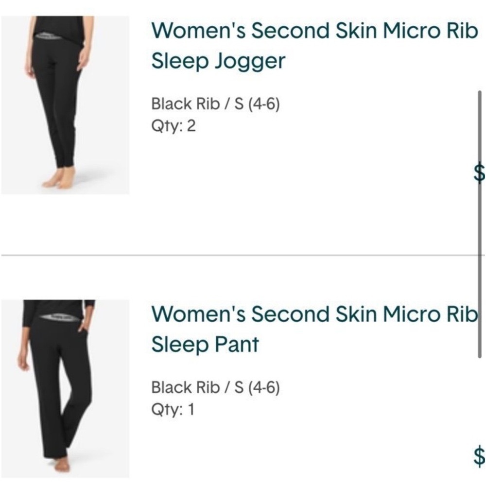 Tommy John’s Second Skin 2 pair micro rib sleep pants size Small